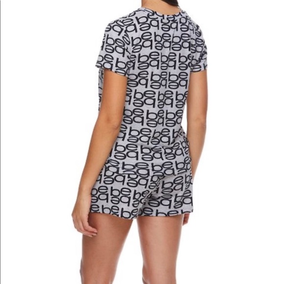NWT BEBE Gray Logo Pajama Set Top & Shorts - Picture 3 of 9